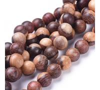 50 cuentas de madera natural de 8 mm, color marrón, cuentas redondas de madera para manualidades, joyas, pulseras, collares