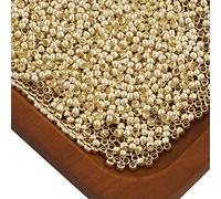 50 cuentas redondas rellenas de oro de 14 quilates, cuentas espaciadoras de bolas de metal para pulseras, collares, suministros de fabricación de joyas al por mayor (3 mm)