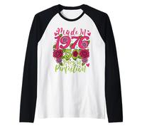 50 Cumpleaños Made in 1976 50 Años Perfección Floral Camiseta Manga Raglan