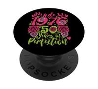 50 Cumpleaños Made in 1976 50 Años Perfección Floral PopSockets PopGrip Adhesivo