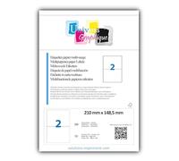 50 de la hoja A4 2 pegatina 210 x 148 mm adhesivo de la etiqueta de papel etiqueta para una impresora de chorro de tinta y láser