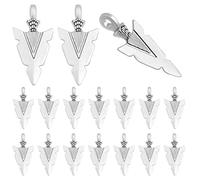 50 dijes de punta de flecha de plata envejecida, dijes de flecha vintage, accesorios para hacer joyas, collares, pulseras, suministros de manualidades, 31 mm x 15 mm