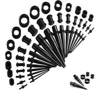 50 Dilataciones Orejas 1,6 mm-10 mm Silicona Oreja, Expansores de Túnel con Doble Junta Tórica Oído Acrílico Tapers, Expansores Oreja Joyeria Extensión de Oreja de Acrílico14G-00G Kit per allungamento