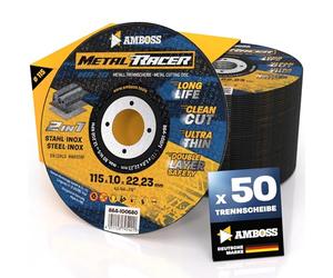 50 discos de corte de metal de 115 x 1 x 22,23 mm - El disco de corte de Metal Racer by AMBOSS WERKZEUGE es adecuado para acero y acero inoxidable