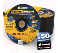 50 discos de corte de metal de 230 x 2 x 22,23 mm - El disco de corte Metal Racer by AMBOSS WERKZEUGE es adecuado para acero y acero inoxidable