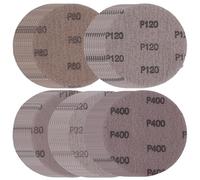 50 discos de lija de red, grano 80/120/180/320/400, discos de lija para madera, espátula, plástico, barniz, sin polvo, lijadora excéntrica