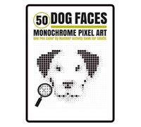 50 Dog Faces Monochrome Pixel Art: One Pen Color by Number Activity Book for Adults