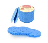50 esponjas faciales comprimidas para limpieza diaria y exfoliación suave, esponja de spa de celulosa 100% natural, perfecta para eliminar la piel muerta, la suciedad y el maquillaje, color azul
