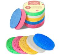 50 esponjas faciales comprimidas para limpieza facial diaria y exfoliación, esponjas de spa cosméticas 100% naturales para desmaquillante, multicolor