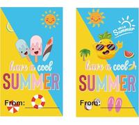 50 etiquetas adhesivas con texto en inglés "I Hope You Have A Cool Summer", 5 x 8,9 cm, con texto en inglés "Hope Your Summer is Bubbling with Fun Hello Sun", fin del año escolar, sobres y etiquetas