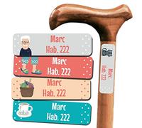 50 etiquetas adhesivas para residencias. Pegatinas personalizadas con nombre para identificar objetos de abuelos en residencias de ancianos. No apto para ropa. Tamaño 6 x 1,7 cm