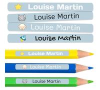 50 Etiquetas Adhesivas Personalizadas para lápices, bolis y rotuladores. Pegatinas escolares con nombre para marcar objetos, resistentes al agua para colegio y guardería, 4,6 x 0,6 cm…