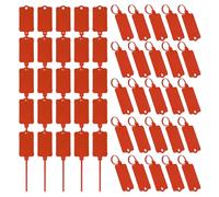 50 etiquetas de plástico con bridas, etiquetas impermeables y reutilizables para bolsas, llaves, almacenamiento, equipaje, ropa, oficina y almacén (Rojo)