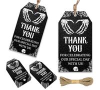 50 etiquetas de recuerdo de fiesta con temática gótica negra, etiqueta de agradecimiento para boda, decoración de fiesta emo, etiquetas temáticas de Death to My Twenties, esqueleto Bad Two My Bone