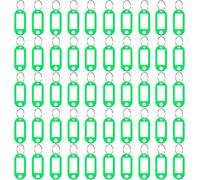 50 etiquetas para llaves, etiquetas verdes con etiquetas, etiquetas para llaveros, etiquetas para llaves con anillos divididos, llaveros con etiquetas, etiquetas de plástico para llavero, etiquetas de