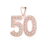 50 feliz cumpleaños Cristales blancos Charm Abalorio Charm de plata de ley 925 con Ora Rosa, se compatible con Pandora Moments pulseras y collar - Regalo para su Mamá, Abuela, Esposa, Hermana