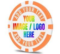 50 fichas de póquer personalizadas, personalizadas con tu propio logotipo, foto o texto, fichas de casino de 11,5 g para gramo de póquer, torneos, tarjeta de visita, ficha (naranja)