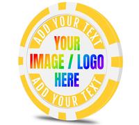 50 fichas de póquer personalizadas, personalizadas con tu propio logotipo, foto o texto, fichas de casino de 11,5 g para gramo de póquer, torneos, tarjeta de visita, ficha (amarillo)