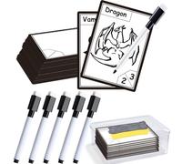50 fichas MTG reutilizables de borrado en seco, cartas de juego de doble cara en blanco con 5 rotuladores borrables para tarjetas flash, juegos de bricolaje, tareas domésticas, oficina