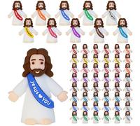 50 figuras de Jesús pequeño, mini figuras de Jesús a granel de Pascua Jesús te ama, pequeños juguetes de Cristo para esconderse y buscar la escuela dominical, regalos de fiesta religiosa, regalos de