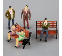 50 figuras de pasajero modelo sentado de pie + 6 bancos de tren de ferrocarril a escala 1:50 para trenes de tren en miniatura