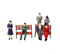 50 figuras de personas sentadas de pie para diseño de tren con 8 bancos de parque a escala 1:87 pasajeros de plástico en miniatura para hacer modelos y decoración de paisaje