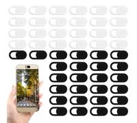50 fundas deslizantes para cámara web, color blanco y negro de 0.023 pulgadas, ultradelgadas, universales, para laptop, computadora, teléfono, protege tu privacidad y seguridad