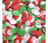 50 g Confeti de Papel, 1 cm Redondo, de Colores para Decoración Bodas, Cumpleaños, Baby Shower, Graduación, Fiestas, Día de San Valentín, Navidad (Rojo y Verde)