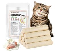 50 g de leche de cabra y golosinas para gatos, gallinas y gatos para una digestión suave, apoyo inmunológico y limpieza dental, merienda liofilizada para gatos