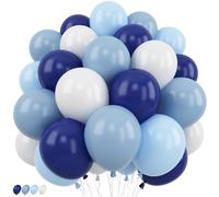 50 globos azules polvorientos de 12 pulgadas, globos de arena azul claro y blanco, globos retro de mezclilla azul pizarra, niebla pálida, globo para niños, novia, baby shower, cumpleaños, boda