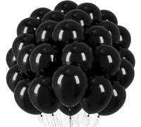 50 Globos Negros de Látex Natural Biodegradables, Fabricados en la UE, 12" (31cm), Óptimos para Helio y Aire, Ideales para Bodas, Cumpleaños y Bautizos