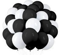 50 Globos Negros y Blancos de Látex Natural Biodegradables, Fabricados en la UE, 12" (31cm), Óptimos para Helio y Aire, Ideales para Bodas, Cumpleaños y Bautizos