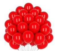 50 globos rojos de 30 cm, colores vivos brillantes, 2ª generación, látex natural, biodegradables, ecológicos, inflables, para aire, helio, agua, baby shower, bautizo, cumpleaños, fiestas de graduación