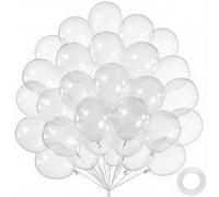 50 globos transparentes, globos de látex transparente de calidad de helio de 12 pulgadas para graduación 2026, baby shower, aniversario, boda, decoración de fiesta de cumpleaños (con cinta y puntos