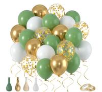 50 globos verdes de 30 cm, retro, verde oliva, verde, dorado, blanco. Juego de globos de helio para cumpleaños, bodas, baby shower, decoración de fiestas de aniversario