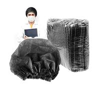 50 gorros de enfermera desechables, boina, gorro de barra no tejida, gorro de barra antipolvo, gorro de seta, gorro protector, gorro con clip, hombres y mujeres (negro)