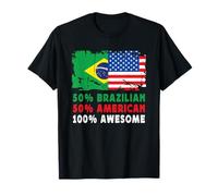 50% Half Brazilian Half American 100% Awesome Brazil Flag Camiseta
