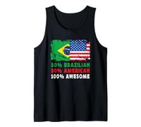 50% Half Brazilian Half American 100% Awesome Brazil Flag Camiseta sin Mangas