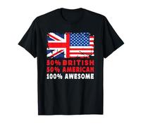 50% Half British Half American 100% Awesome UK Flag Camiseta