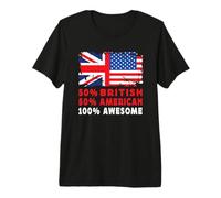50% Half British Half American 100% Awesome UK Flag Camiseta Premium