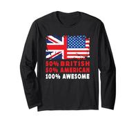 50% Half British Half American 100% Awesome UK Flag Manga Larga