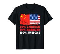 50% Half Chinese Half American 100% Awesome China Flag Camiseta