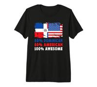 50% Half Dominican Half American 100% Awesome Dominican Flag Camiseta Premium