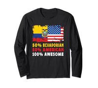 50% Half Ecuadorian Half American 100% Awesome Ecuador Flag Manga Larga