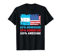 50% Half Honduran Half American 100% Awesome Honduras Flag Camiseta