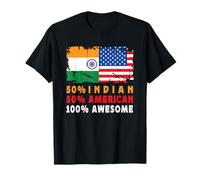 50% Half Indian Half American 100% Awesome India Flag Camiseta