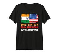 50% Half Indian Half American 100% Awesome India Flag Camiseta Premium