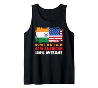 50% Half Indian Half American 100% Awesome India Flag Camiseta sin Mangas