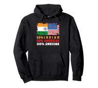 50% Half Indian Half American 100% Awesome India Flag Sudadera con Capucha