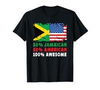 50% Half Jamaican Half American 100% Awesome Jamaica Flag Camiseta